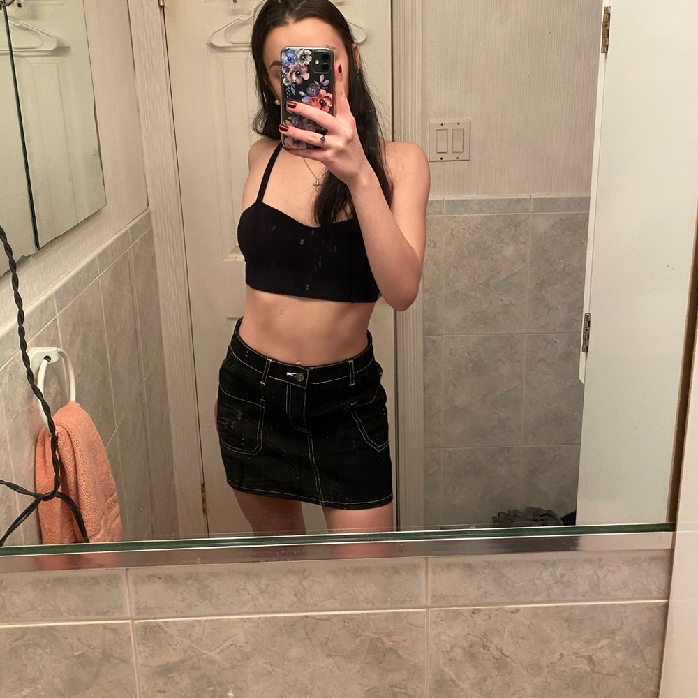 F21 Black Skirt with White Lining